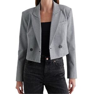Express Plaid Double Breasted Cropped Blazer NWOT